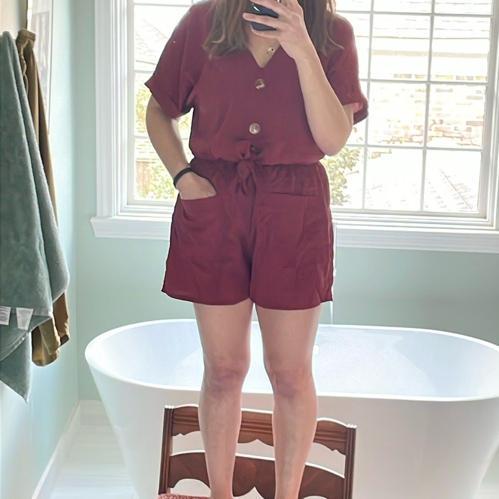 Dark red romper